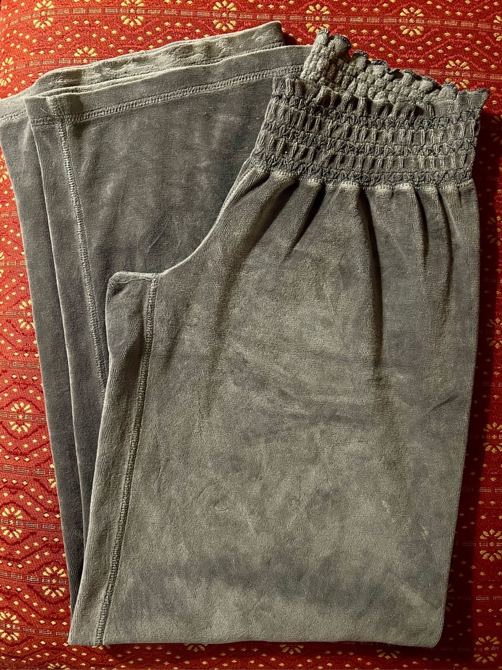🌸💕Juicy Couture Charcoal Smocked Waist Velour Sweatpants💕🌸